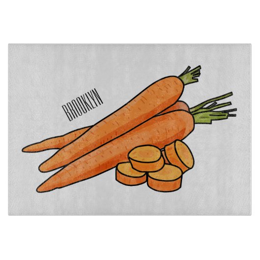 Karrot cartoon illustratie snijplank (Voorkant)