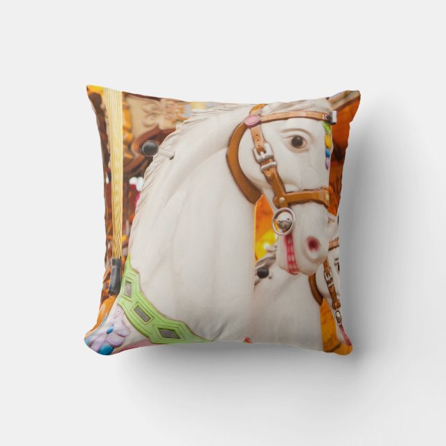 Karrouselpaarden  Groen Geel Sierkussen (Voorkant)