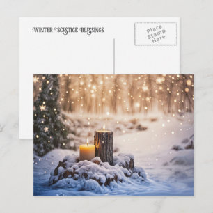 Karsnacht Yule Kaarsen in de Sneeuw Feestdagenkaart