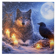 Karsnachtkaarsen Wolf Raaf en Uil