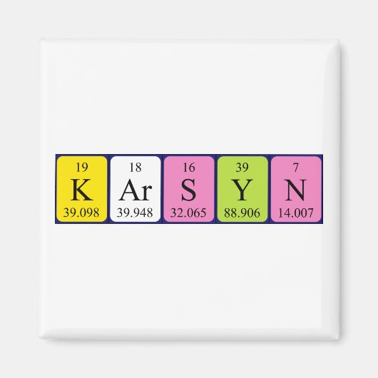 Karsyn periodieke table name magnet (Voorkant)