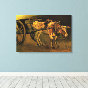 Kart met Red en White Ox door Vincent van Gogh Canvas Afdruk