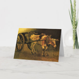 Kart met Red en White Ox door Vincent van Gogh Kaart