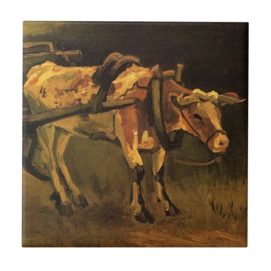 Kart met Red en White Ox door Vincent van Gogh Tegeltje (Voorkant)