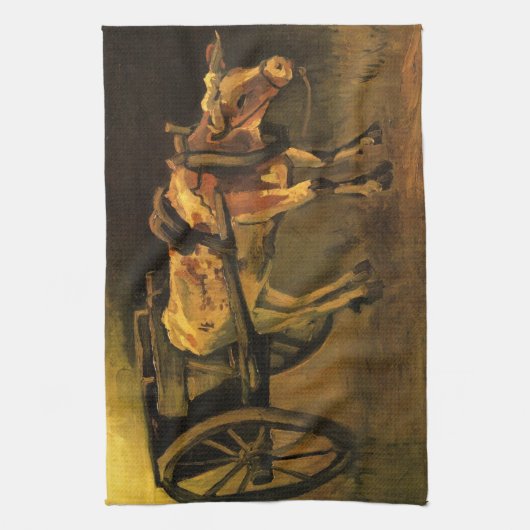 Kart met Red en White Ox door Vincent van Gogh Theedoek (Verticaal)
