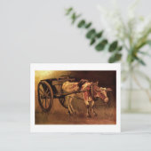 Kart met Red en White Ox, Vincent van Gogh Briefkaart (Staand voorkant)
