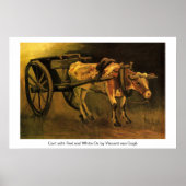 Kart met rode en witte Ox van Van Gogh. Poster (Voorkant)