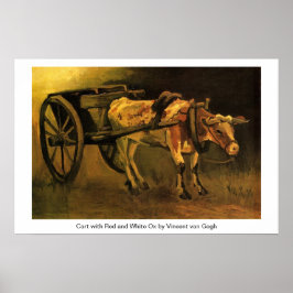 Kart met rode en witte Ox van Van Gogh. Poster