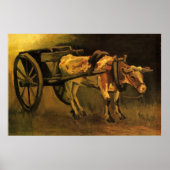 Kart met rode en witte Ox van Van Gogh. Poster (Voorkant)