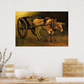 Kart met rode en witte Ox van Van Gogh. Poster (Keuken)