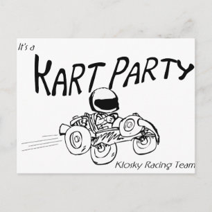 Kart Party Black Logo Uitnodiging Briefkaart