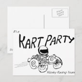 Kart Party Black Logo Uitnodiging Briefkaart (Voorkant / Achterkant)