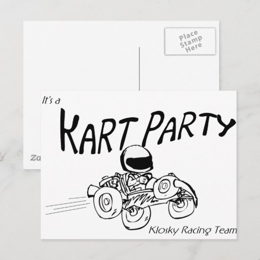 Kart Party Black Logo Uitnodiging Briefkaart (Voorkant / Achterkant)