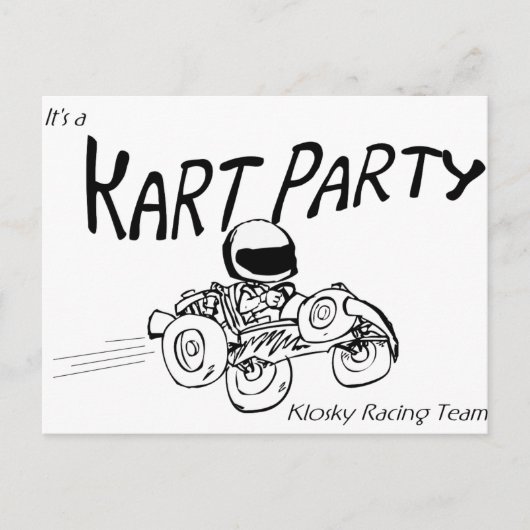 Kart Party Black Logo Uitnodiging Briefkaart (Voorkant)