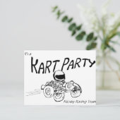 Kart Party Black Logo Uitnodiging Briefkaart (Staand voorkant)
