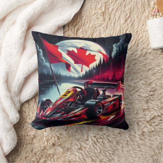 Kart racen onder een maanverlichte Canadese hemel Kussen