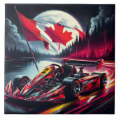 Kart racen onder een maanverlichte Canadese hemel Tegeltje (Voorkant)