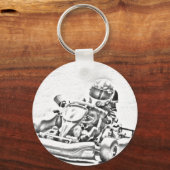 Kart Racing B/W Shading Sleutelhanger (Voorkant)