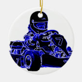 Kart Racing Blue en White Keramisch Ornament (Voorkant)