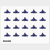 Kart Racing Blue en White Ronde Sticker (Vel)