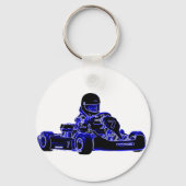 Kart Racing Blue en White Sleutelhanger (Voorkant)