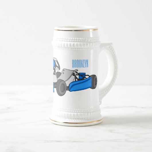 Kart racing cartoon afbeelding bierpul (Voorkant rechts)