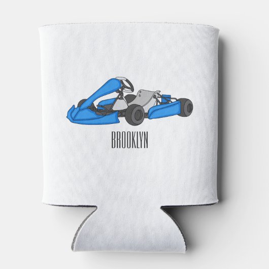 Kart racing cartoon afbeelding blikjeskoeler (Achterkant)