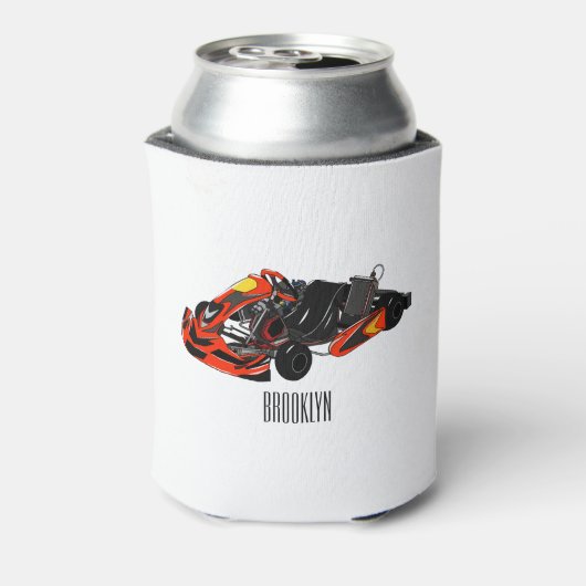 Kart racing cartoon afbeelding blikjeskoeler (Blikje Achterkant)