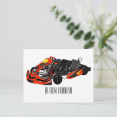 Kart racing cartoon afbeelding briefkaart (Staand voorkant)