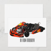 Kart racing cartoon afbeelding briefkaart (Voorkant / Achterkant)