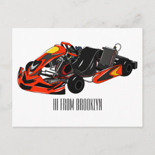 Kart racing cartoon afbeelding briefkaart