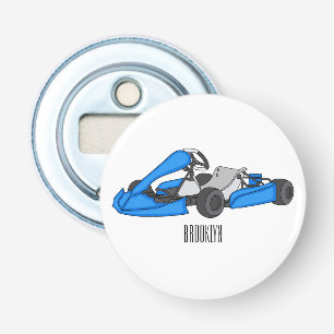 Kart racing cartoon afbeelding button flesopener