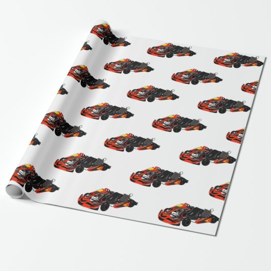 Kart racing cartoon afbeelding cadeaupapier (Uitgerold)