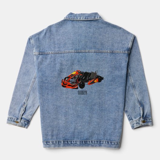 Kart racing cartoon afbeelding denim jacket (Achterkant)