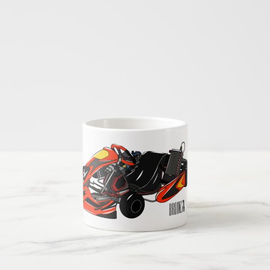 Kart racing cartoon afbeelding espresso kop (Voorkant)