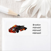 Kart racing cartoon afbeelding etiket (Insitu)