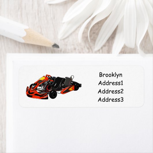 Kart racing cartoon afbeelding etiket (Insitu)