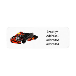 Kart racing cartoon afbeelding etiket