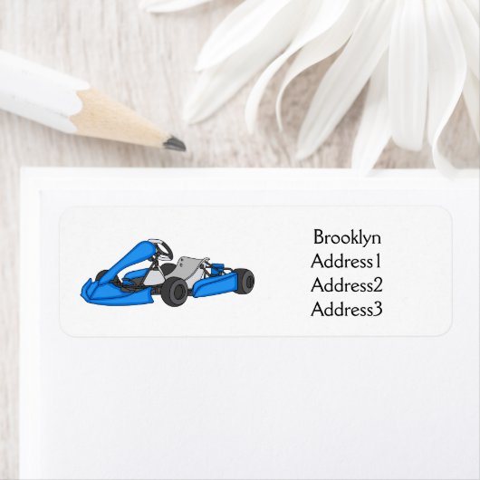 Kart racing cartoon afbeelding etiket (Insitu)