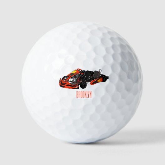 Kart racing cartoon afbeelding golfballen (Voorkant)