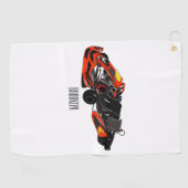 Kart racing cartoon afbeelding golfhanddoek (Horizontaal)