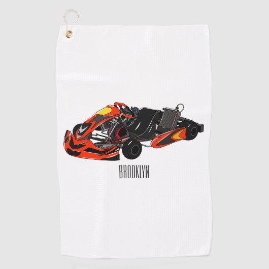 Kart racing cartoon afbeelding golfhanddoek (Voorkant)