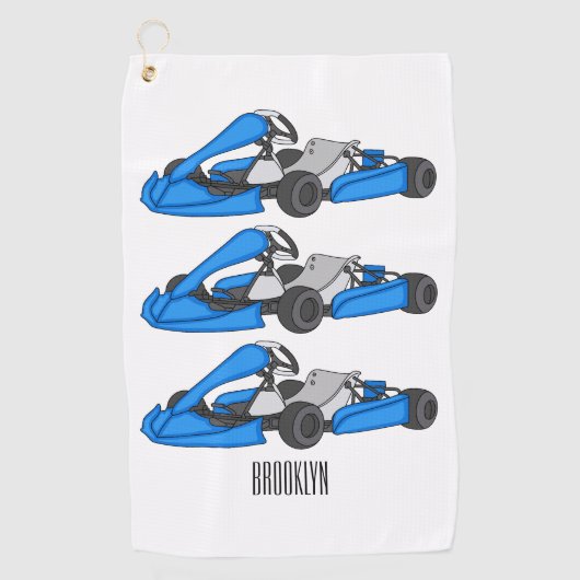 Kart racing cartoon afbeelding golfhanddoek (Voorkant)