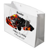 Kart racing cartoon afbeelding groot cadeauzakje (Achterkant Gekanteld)