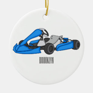 Kart racing cartoon afbeelding keramisch ornament