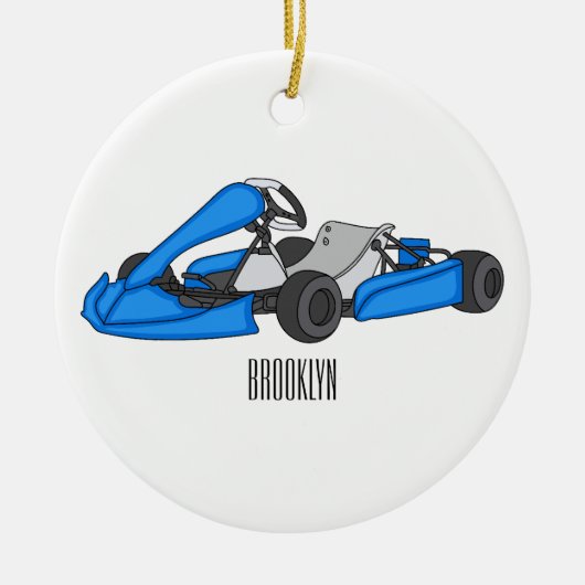 Kart racing cartoon afbeelding keramisch ornament (Voorkant)