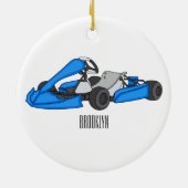 Kart racing cartoon afbeelding keramisch ornament (Achterkant)