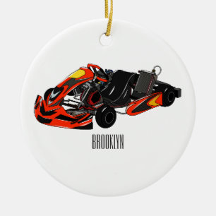 Kart racing cartoon afbeelding keramisch ornament