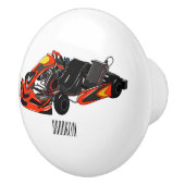 Kart racing cartoon afbeelding keramische knop (Rechts)