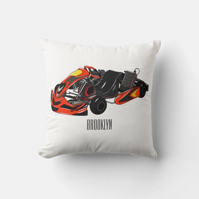Kart racing cartoon afbeelding kussen (Voorkant)